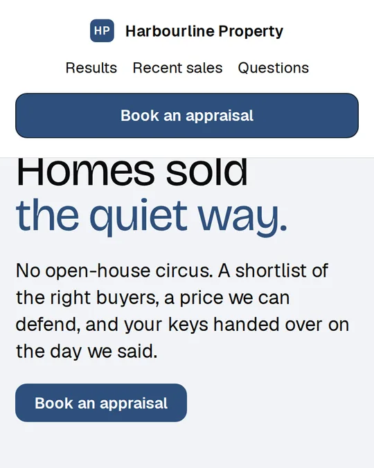 The Keys website design on a phone