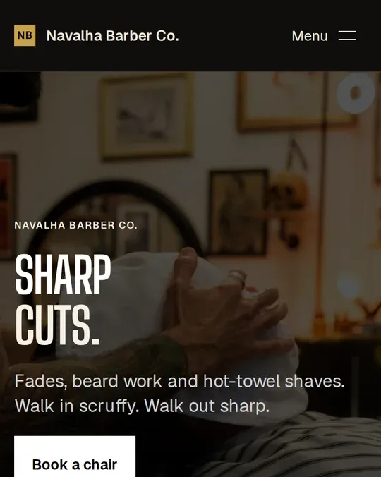 The Parlour website design on a phone
