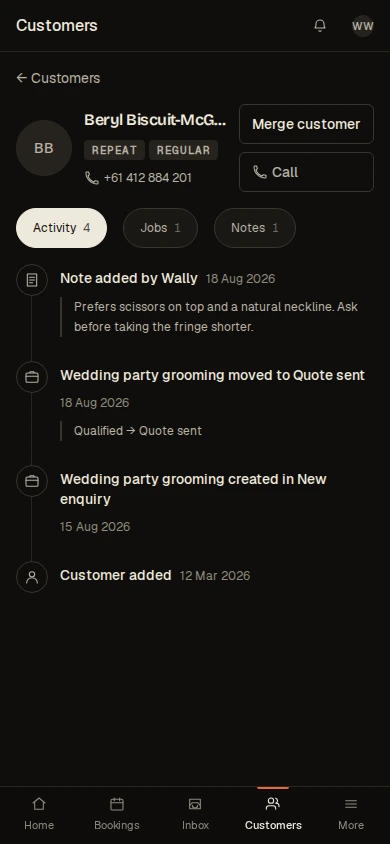 The real Pressly customer record with contact details and activity